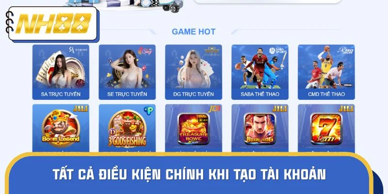 Tất cả điều kiện chính khi tạo tài khoản